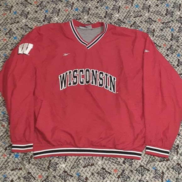 90s Reebok Wisconsin Badgers Pullover Windbreaker Jacket Vintage